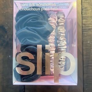 Slip Midnight Black and Blush Pink Silk Scrunchies
